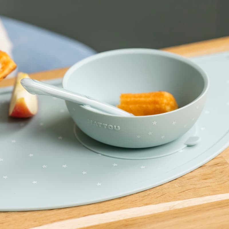 Coffret Repas Silicone 4 Pieces avec Set de Table, vert etoile nattou — vue 4 sur 4