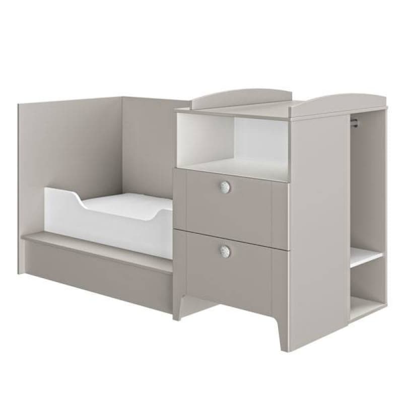 Lit Compact Evolutif 60x120, gris moon et blanc galipette guimauve 43252 — vue 1 sur 4