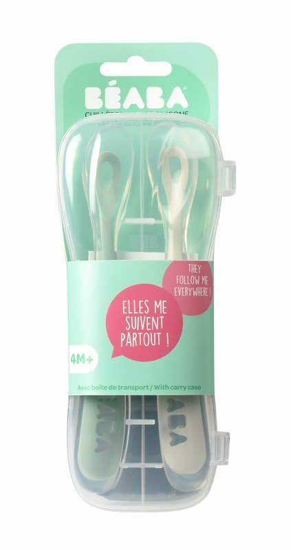 Lot de 2 Cuilleres 1er Age Silicone, velvet grey/sage green 8 x 3 x 19,5 — vue 4 sur 4