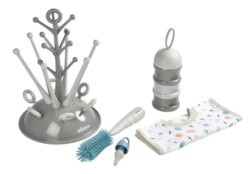 Coffret Naissance Egouttoir Bavoir Boite Doseuse Goupillon, beaba coloris assortis per — vue 2 sur 4