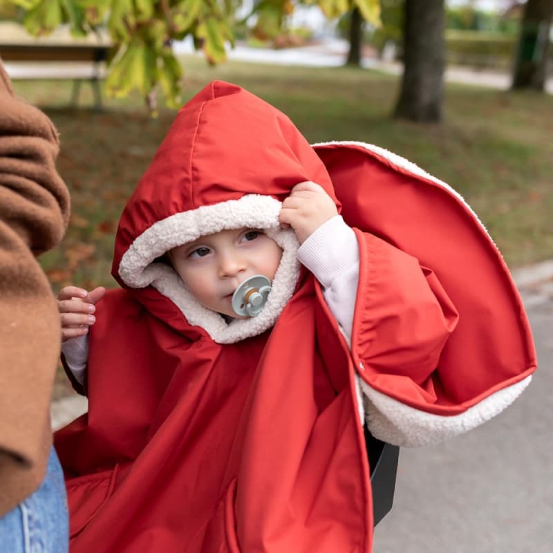 Poncho Teddy + Coated, carmin 9-36m bemini 25/08 — vue 4 sur 7