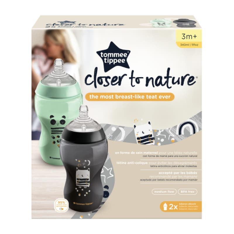 Biberon Ctn 340ml X2 Decore, ollie la chouette tommee tippee multicolore — vue 3 sur 3