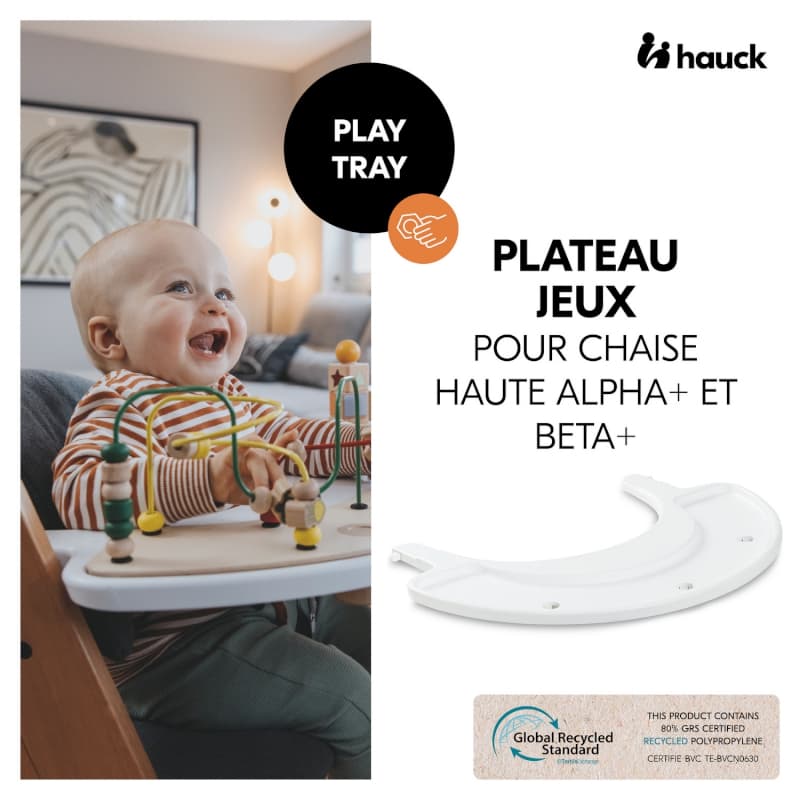 Alpha Play Tray White, jouets de chaise haute en bois - p-24 e-24 — vue 2 sur 5