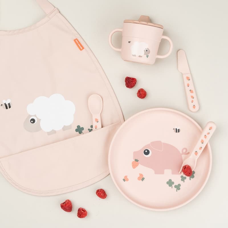 Bavoir Elastique, rose tiny farm done by deer 24/12 — vue 3 sur 3