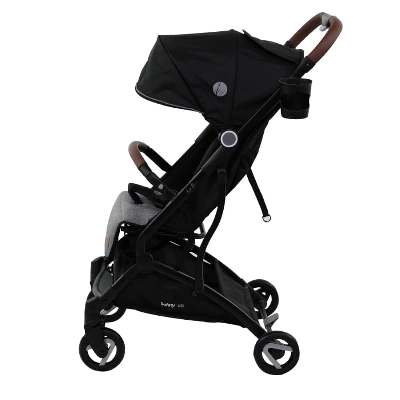 Poussette Heather, noir/gris chiné, guidon simili safety kids noir/gris chiné, guidon simili — vue 4 sur 5