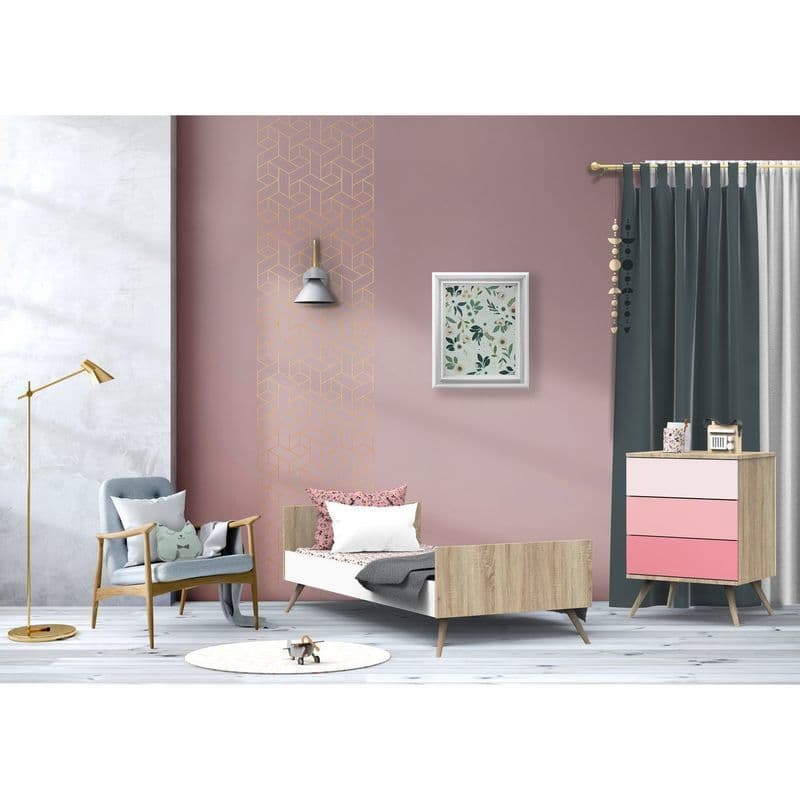 Lit Combine Evolutif Rose Version Tiroirs Rose Seventies, sauthon — vue 4 sur 4