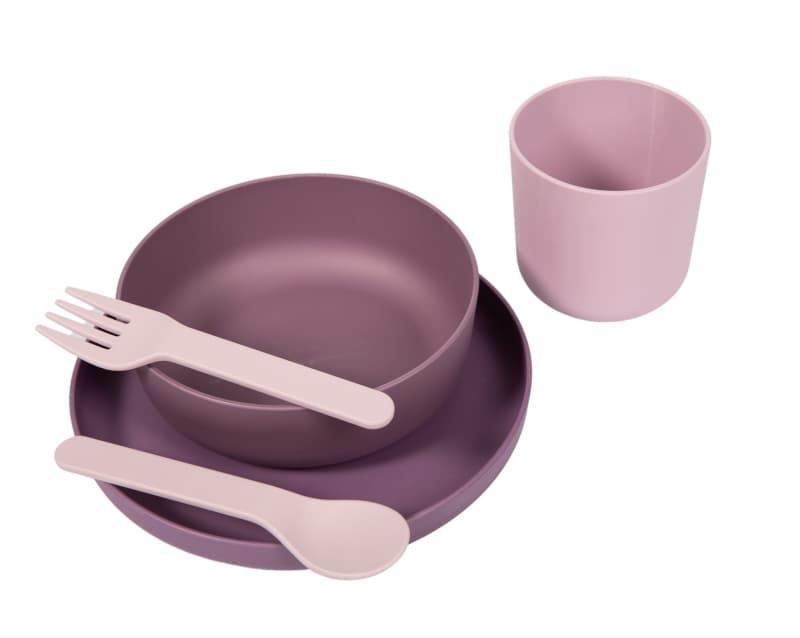 B-set Vaisselle Biodegradable Cpla 5pcs, bo jungle rose/mauve — vue 3 sur 4