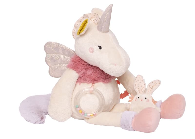 Licorne Activites, lilou & perlin textile creme et rose pale h-18