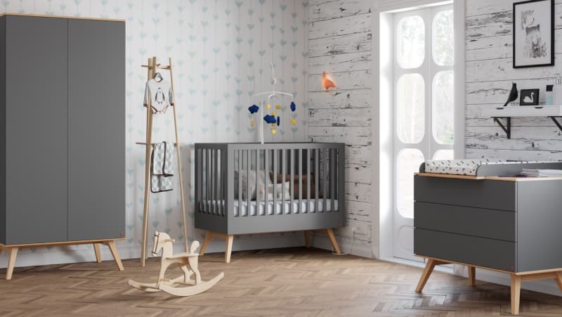Armoire 2 Portes Naturebaby Graphite/bois — vue 3 sur 3