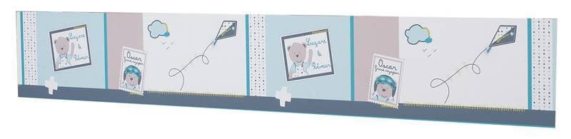 Frise Murale Adhesive Lazare, lazare sauthon baby deco bleu/marron rouleau de 11
