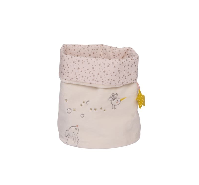 Panier Tissu, lilou & perlin textile creme et rose pale h-18