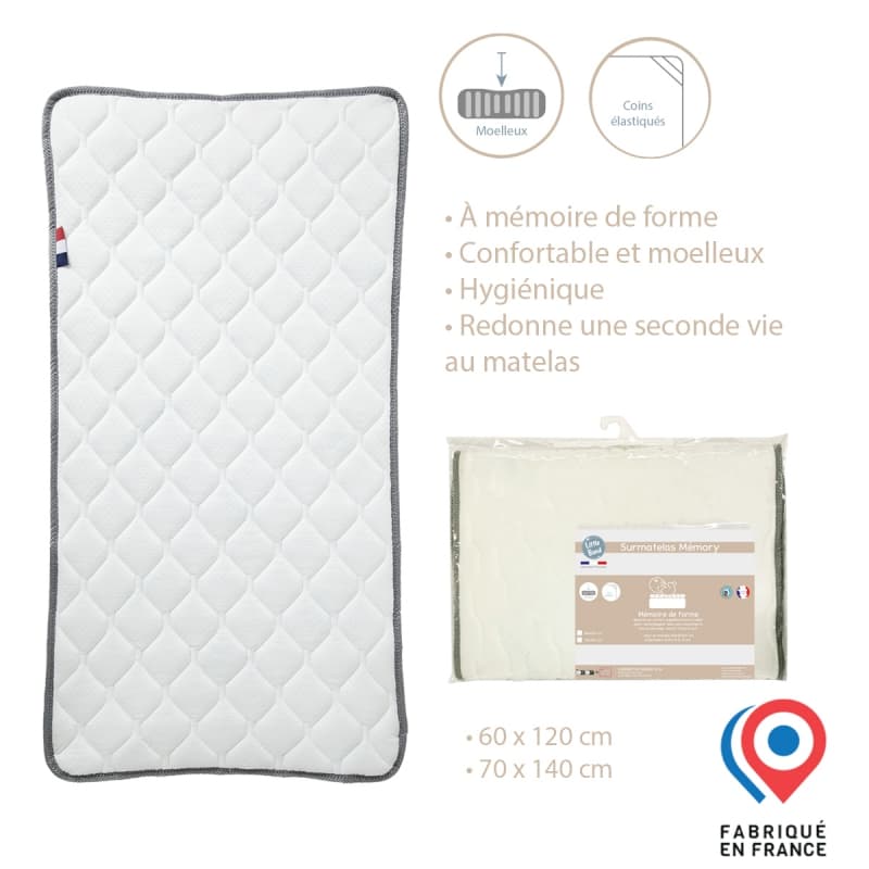 Sur Matelas - Memory, surmatelas memory little band blanc 60x120x1.5cm 2022 — vue 2 sur 3