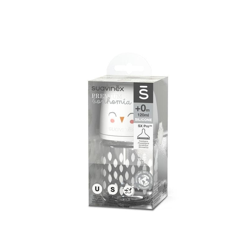Biberon Verre 120ml Bonhomia Beige, suavinex 2024 — vue 1 sur 2