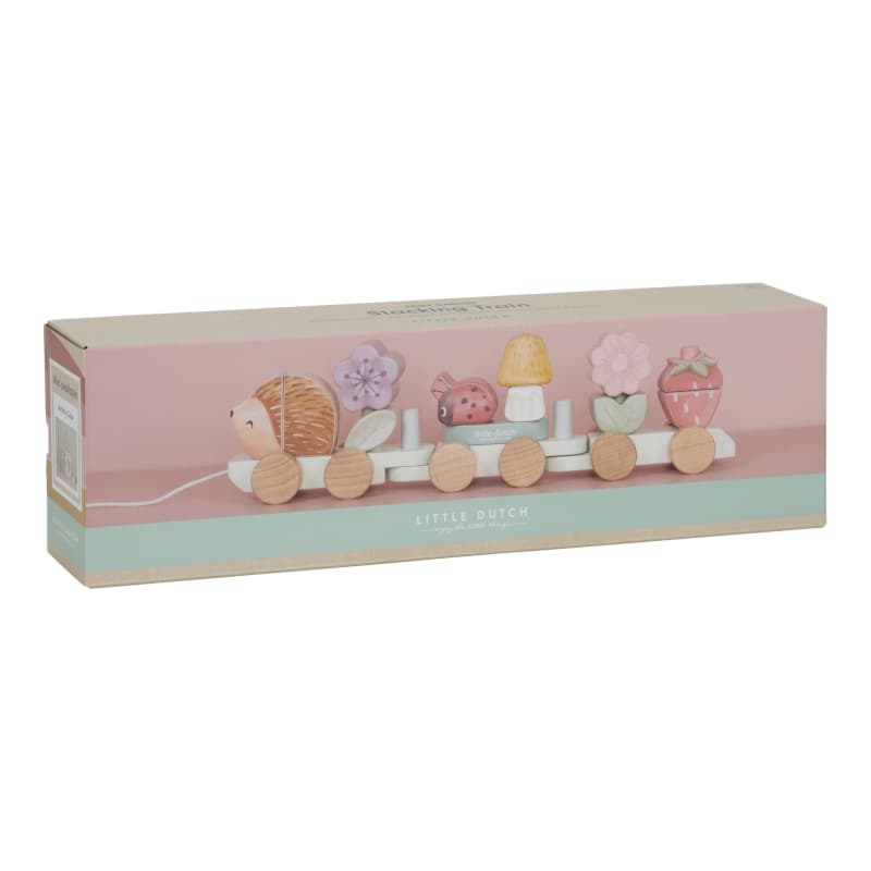 Train a Blocs Ecureuil Fsc, bleu jaune vert bois marron mu forest friends little dutch — vue 9 sur 9