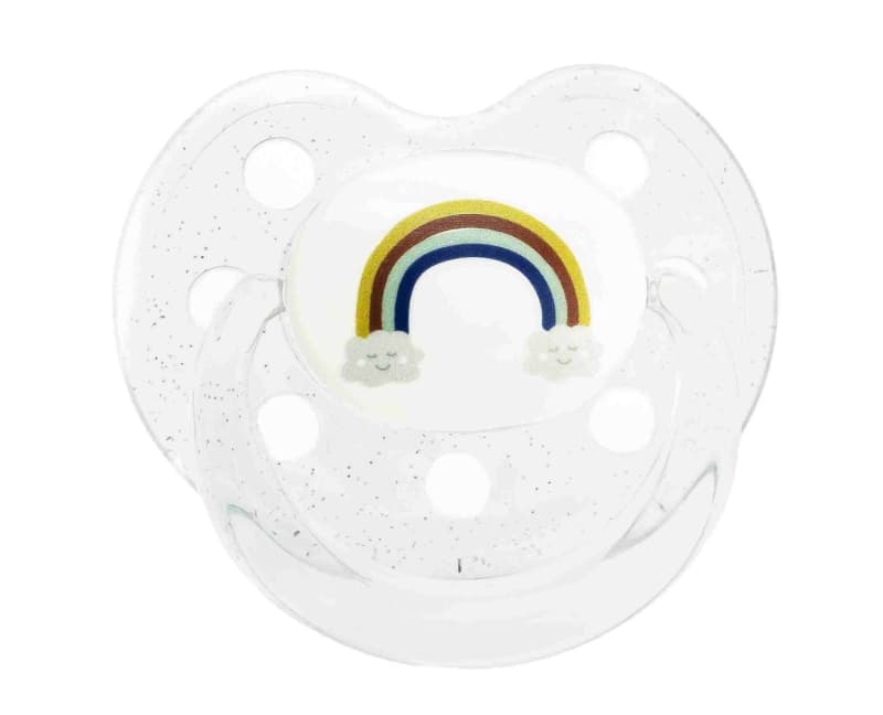 Sucette 6 Mois + Rainbow, le biberon français transparent 4x8,5x15 per — vue 1 sur 3