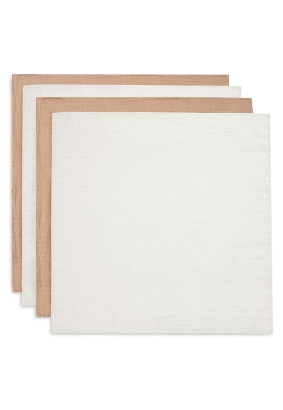 Lange Gaze de Coton Small X4, biscuit ivory 70x70cm basics jollein e-25 — vue 4 sur 4