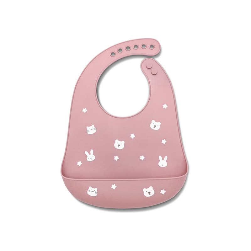 Bavoir Silicone avec Recuperateur, rose lorelli 25/03