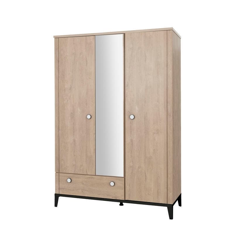 Armoire 3 Portes 1 Tiroir, marcel galipette chêne blond-noir 136 — vue 1 sur 2