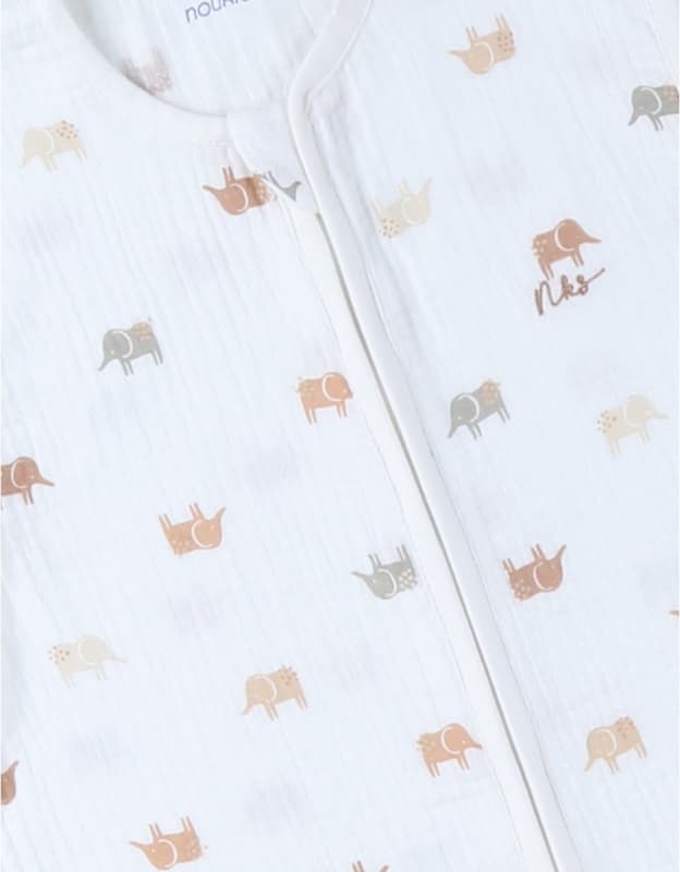 Gigoteuse Mousseline Elephants, 100cm mix match noukie 's permanent — vue 4 sur 4
