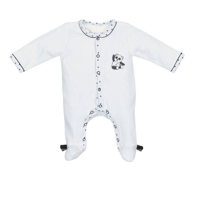 Pyjama Velours Blanc/noir Taille 3 Mois Chao Chao, chao chao sauthon babywear blanc - gris fonce - no