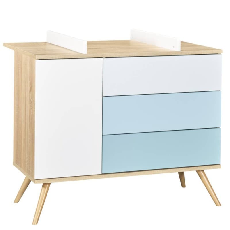 Commode 1 Porte et 3 Tiroirs Bleu Version Tiroirs Bleu Seventies, sauthon — vue 5 sur 5