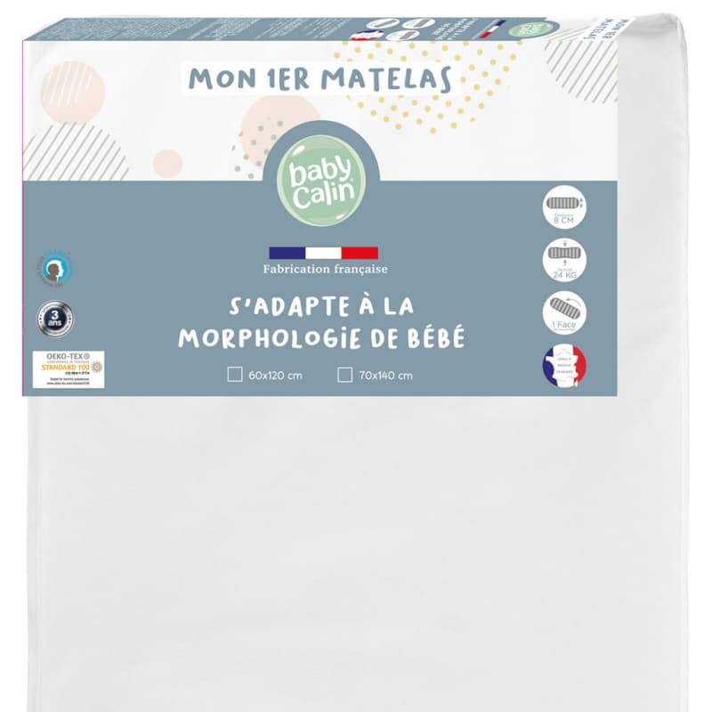 Matelas Lit Eco 24kg/m3-60x120x8cm