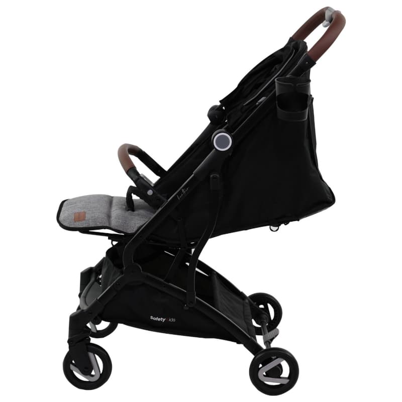 Poussette Heather, noir/gris chiné, guidon simili safety kids noir/gris chiné, guidon simili — vue 3 sur 5