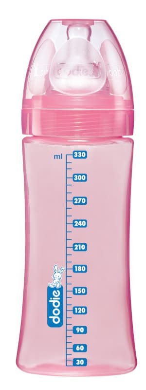 Biberon Initiation+ Anti-colique 330ml Rose Jungle +6 Mois Tetine Ronde 3 Vites, rose danseuse 330ml dodie h-23