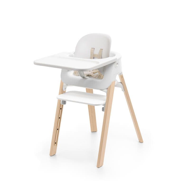 Chaise Haute Steps + Baby Set + Plateau + Harnais, blanc stokke 26/01 — vue 1 sur 2