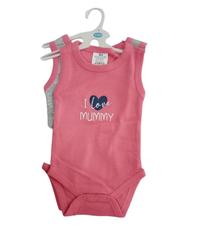 2 Bodys Bretelle 0-3m Rose — vue 2 sur 2