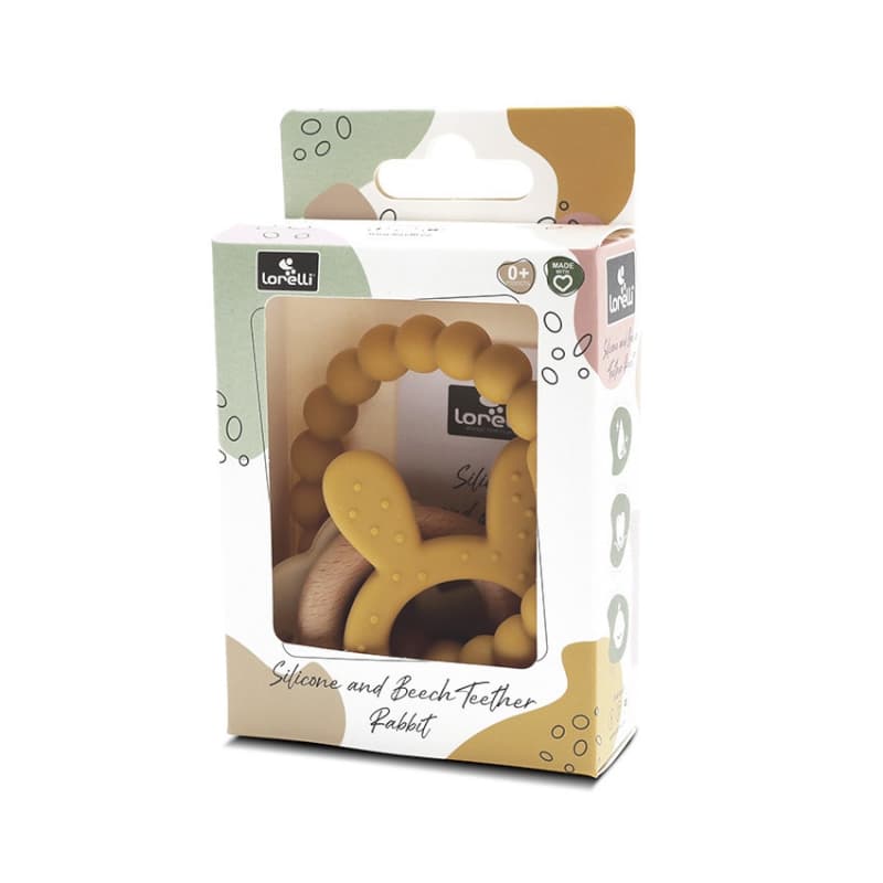 Anneau de Dentition Silicone + Hetre+ Lapin, jaune lorelli 25/03 — vue 2 sur 2