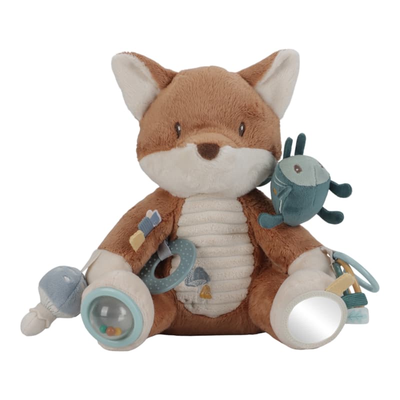 Peluche Activites Renard, bleu marron beige vert jaune forest friends little dutch — vue 1 sur 3