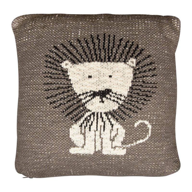 Coussin 30x30 en Tricot Lion, tricot quax brun/beige 30x30