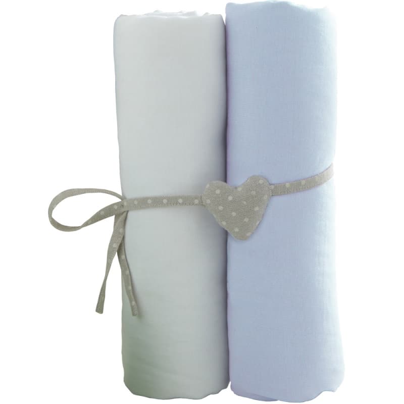 Lot de 2 Draps Housse, blanc/bleu ciel babycalin multicolore 70x140x17cm 2022