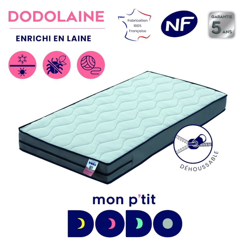 Matelas Dodolaine 60x120 (face Ete/face Hiver) - Dehoussable — vue 1 sur 5