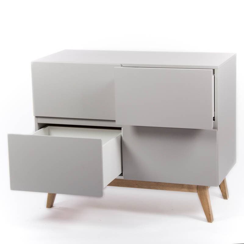 Commode 4 Tiroirs Trendy Griffin Grey, trendy quax gris 110x52x90h — vue 2 sur 3