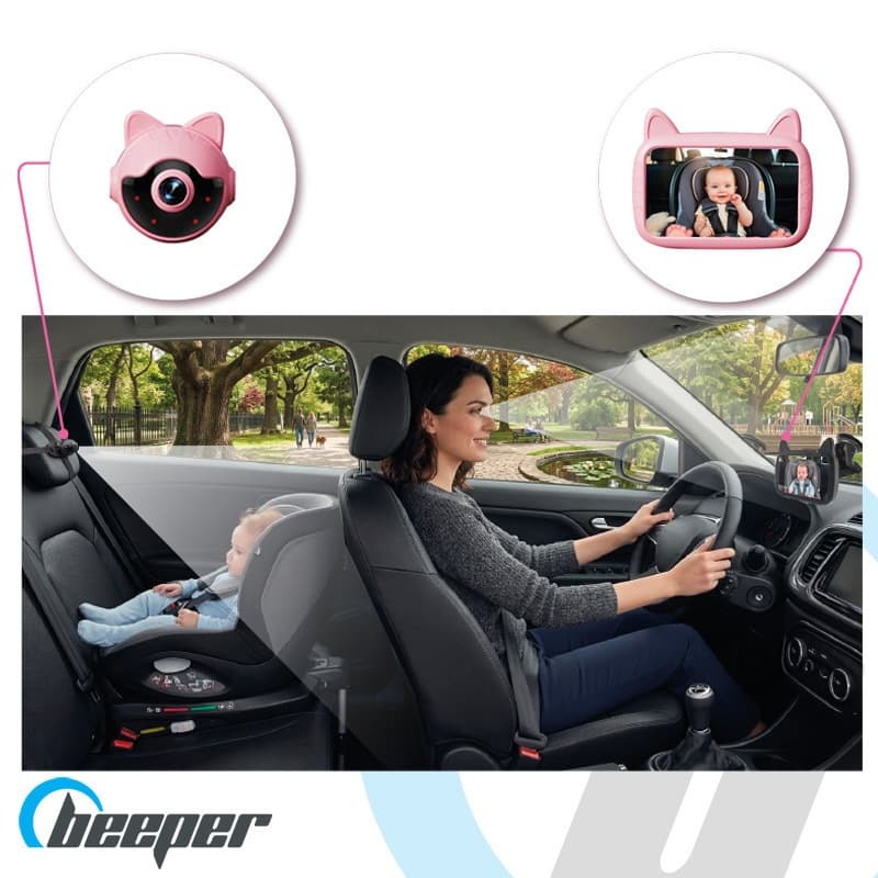 Kit Camera de Securite Bebe Embarque Voiture, rose babeecam 26/06 — vue 2 sur 7