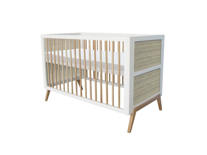 Marelia Rotin Lit 70x140 Multi Evolutif Facade Tressage Rotin