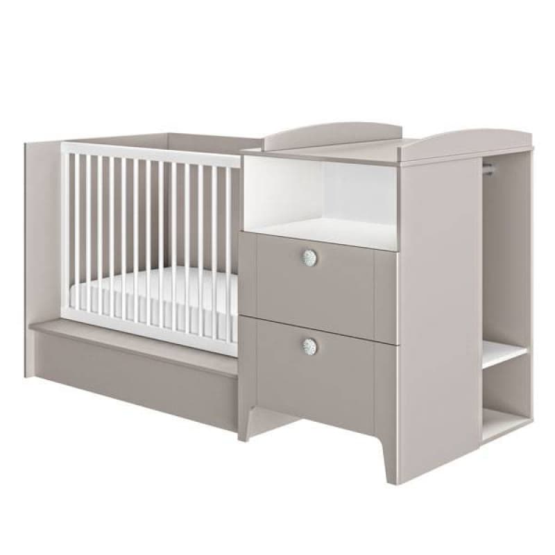Lit Compact Evolutif 60x120, gris moon et blanc galipette guimauve 43252 — vue 3 sur 4