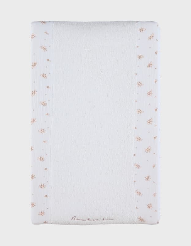 Vf Housse de Matelas a Langer, Bio - Fleurs d'Antan, blanc vintage flowers noukie's — vue 1 sur 2