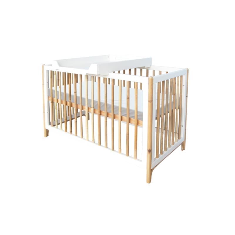 Oceane Lit 60 X 120 Cm, Pieds et Barreaux en Canne Rotin, théo neige — vue 3 sur 5