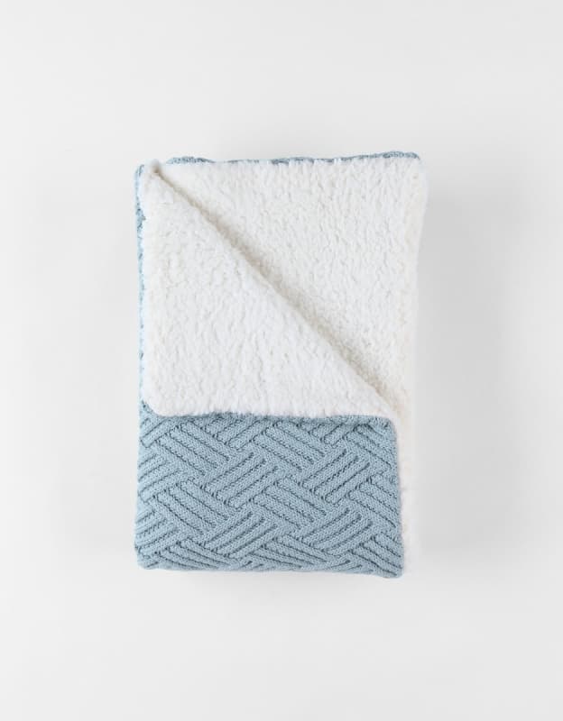 M&m24 Couverture Tricot Ice Blue avec Sherpa 75x100, bleu 75x100 cm mix & match noukies permanent — vue 3 sur 4
