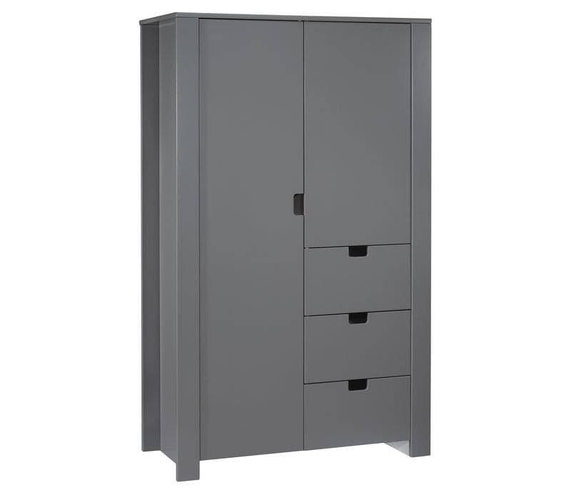 Armoire 2 Portes, 3 Tiroirs City Ardoise, city ardoise sauthon easy gris l 117 x h 193 x p 5 — vue 1 sur 2