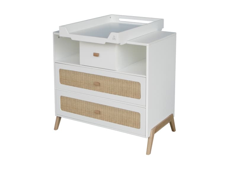 Marelia Rotin Commode 3 Tiroirs Facade Tressage Rotin