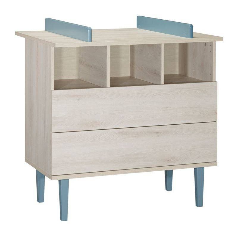 Commode 2 Tiroirs 3 Niches Opaline Bleu, opaline sauthon selection hetre cendre - bleu paci — vue 2 sur 2