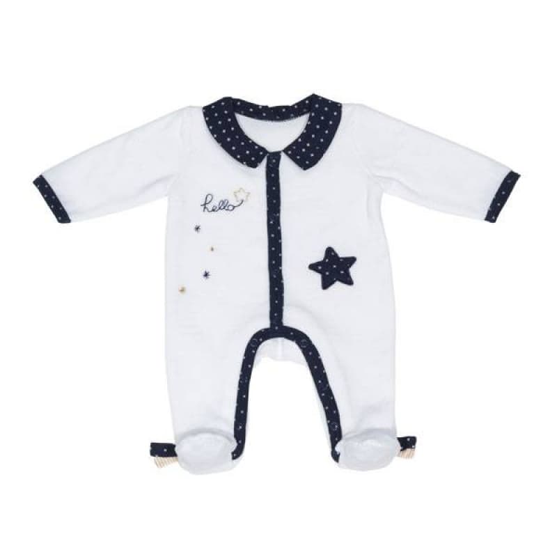 Pyjama Velours Blanc Garcon, hello textile sauthon babywear 50 x 27 x 1 — vue 2 sur 3