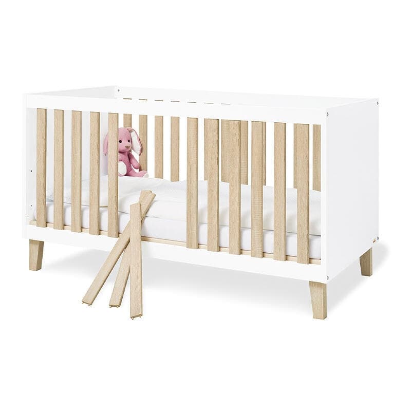Chambre de Bebe 'lumi' Large Grande Lit de Bebe Evolutif | Commode a Lang, blanc peah-23 — vue 4 sur 5