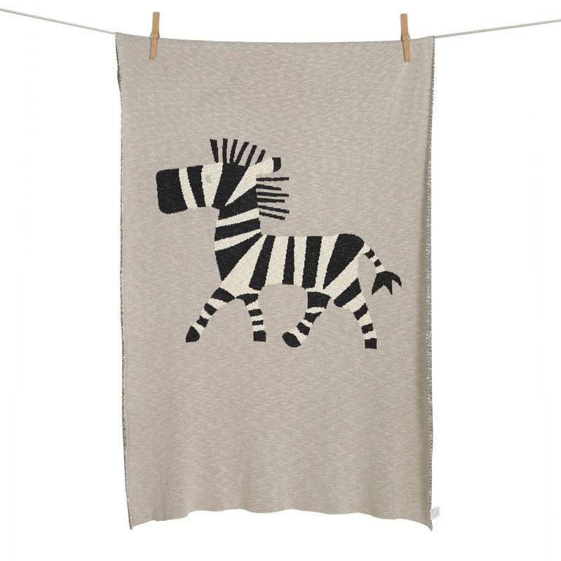 Couverture de Lit en Tricot Zebre, tricot quax beige/noir 100x160 — vue 1 sur 2