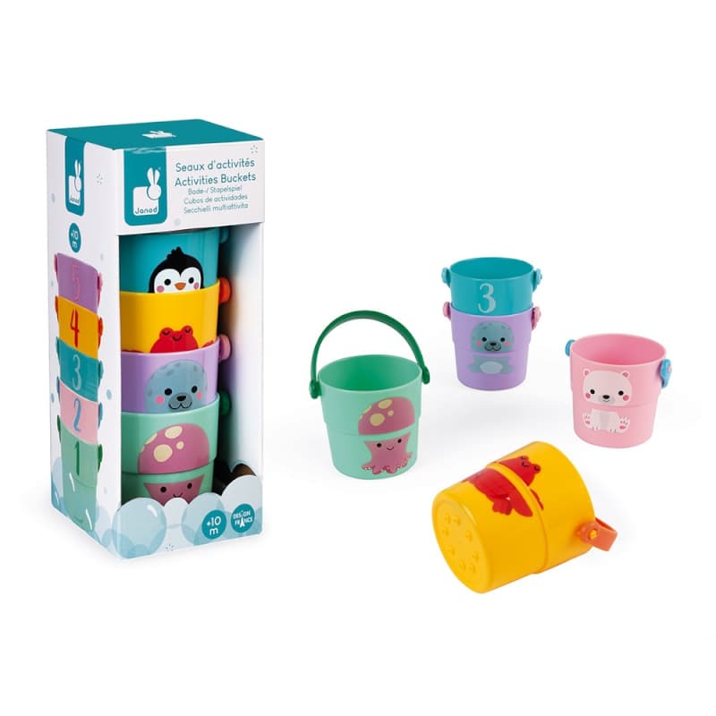 5 Seaux d'Activites, bain janod multicolore 9 x 9 x 11,5 collection 2020 — vue 2 sur 4