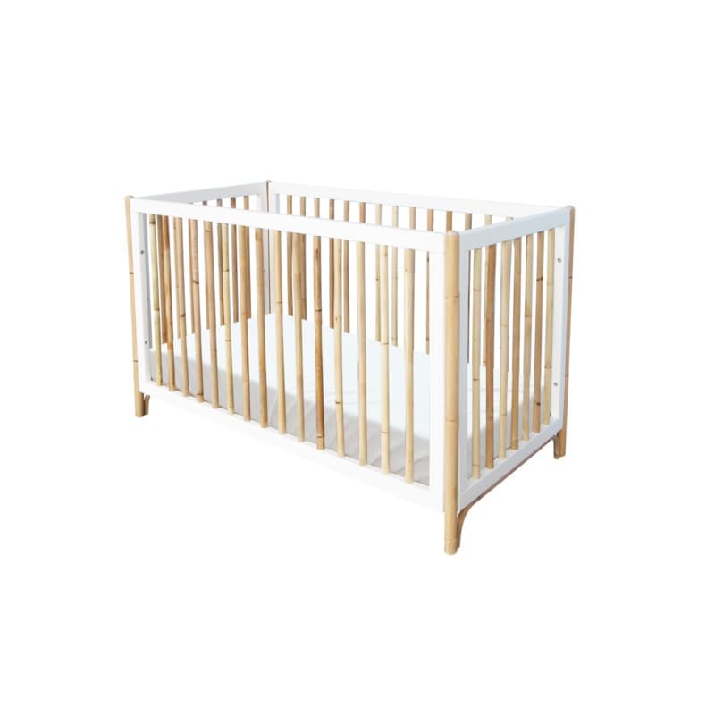 Oceane Lit 60 X 120 Cm, Pieds et Barreaux en Canne Rotin, théo neige — vue 4 sur 5